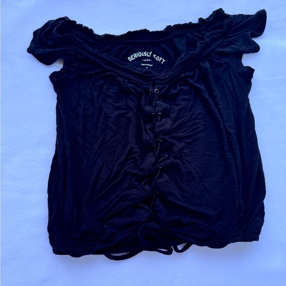 Black lace up top